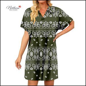 Casual Summer T-Shirt Dress with V-Neck and Short Sleeves